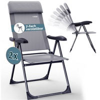 CASARIA Gartenstühle Set 7-fach Verstellbar Alu Klappbar