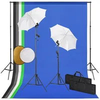 VidaXL Fotostudio-Set mit Leuchten, Schirmen, Hintergrund, Reflektor