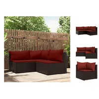 VidaXL 3-tlg. Garten-Lounge-Set mit Kissen Braun Poly Rattan