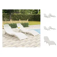 VidaXL Sonnenliegen 2 Stk. mit Tisch Weiß Massivholz Akazie