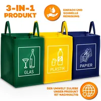 TRESKO 3er Set Recycling Deutsch Müll Sortiertaschen Mülleimer Mülltrenner