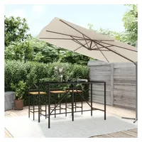 VidaXL Bartisch mit Glasplatte Schwarz 180x70x110 cm Poly Rattan