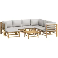VidaXL Garten-Lounge-Set 8-tlg. hellgrau Bambus
