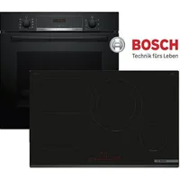 Bosch Induktion Herdset Autark Backofen Schwarz 3D Kochfeld Induktion