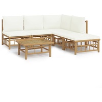 VidaXL 6-tlg. Garten-Lounge-Set mit Cremeweißen Kissen Bambus