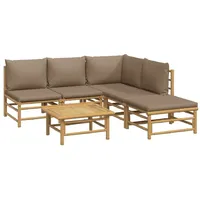 VidaXL 6-tlg. Garten-Lounge-Set mit Kissen Taupe Bambus