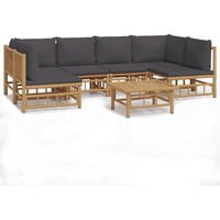 VidaXL Modell 10 Loungeset mit dunkelgrauen Kissen Bambus