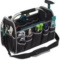Relaxdays Werkzeugtasche, leer, Schultergurt & Tragegriff, offene Tragetasche für
