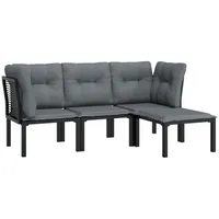 VidaXL 4-tlg. Garten-Lounge-Set Schwarz und Grau Poly Rattan