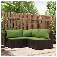 VidaXL 3-tlg. Garten-Lounge-Set mit Kissen Braun Poly Rattan