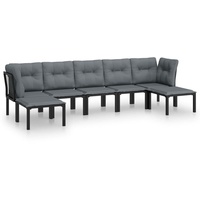 VidaXL Garten-Lounge-Set 7-tlg. schwarz/grau