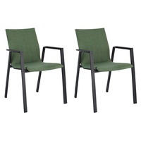 BIZZOTTO Gartenstühle 2er Set ODEON, stapelbar, Olivgrün - Anthrazit