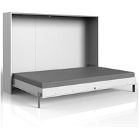Lomadox - Schrankbett 140x200 cm weiß Jugendbett Gästebett Klappbett