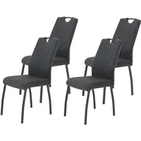 Hela 4er Set Esszimmerstuhl Elif - Webstoff Anthrazit -