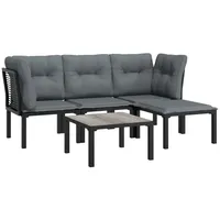 VidaXL 5-tlg. Garten-Lounge-Set Schwarz und Grau Poly Rattan
