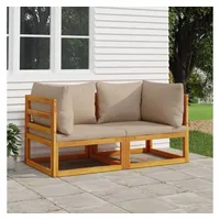 VidaXL Modular-Ecksofas 2 Stk. mit Kissen Taupe Massivholz Akazie