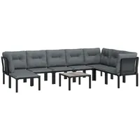 VidaXL 9-tlg. Garten-Lounge-Set Schwarz und Grau Poly Rattan