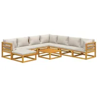 VidaXL 9-tlg. Loungeset mit hellgrauen Kissen braun