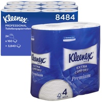 Kleenex Premium 8484, 4-lagiges Toilettenpapier, WC-Papier mit wattierten Blätter