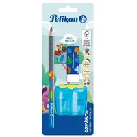 Pelikan combino® Set mit Schreiblernbleistift, Radiergummi und Anspitzer, blau