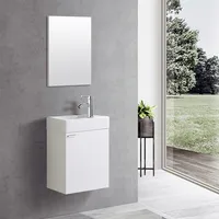 Aloni Weiß Waschplatz Waschbecken Schrank + Spiegel WC Gäste