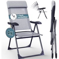 CASARIA Gartenstuhl 4er-Set Grau meliert Alu klappbar