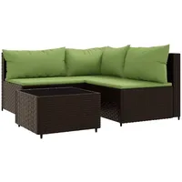 VidaXL Polyrattan Garten-Lounge Set 4-tlg. braun inkl. Kissen 319829