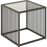 Actona Beistelltisch schwarz Metall, Glas, quadratisch würfelförmig 40x40x40 cm