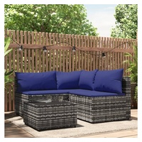 VidaXL 4-tlg. Garten-Lounge-Set mit Kissen Grau Poly Rattan