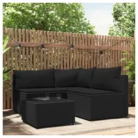 VidaXL Polyrattan Loungesofa 4-tlg. schwarz inkl. Kissen
