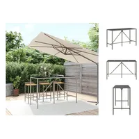 VidaXL Bartisch mit Glasplatte Grau 180x70x110 cm Poly Rattan