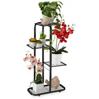 Relaxdays Blumentreppe Metall, 4-stufige Blumenetagere, draußen & drinnen, HBT