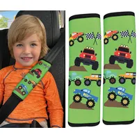 HECKBO 2x Kinder Auto Gurtpolster Gurtschutz mit Monster Truck