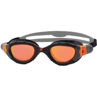 Zoggs Predator Flex Titanium Schwimmbrille für Erwachsene, Grey/Black/Mirrored Orange,