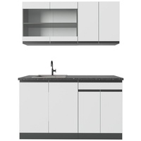 Vicco Küchenzeile Küchenblock Einbauküche R-Line J-Shape Anthrazit Weiß 140