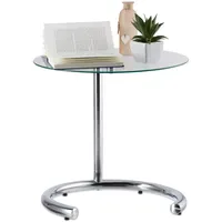 Relaxdays Kaffeetisch höhenverstellbar Glasplatte / silber 46 x 70