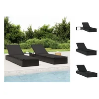 VidaXL Sonnenliege 1 Stk. mit Tisch Schwarz Poly Rattan