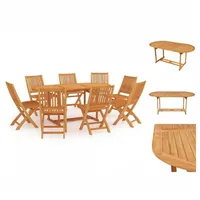 VidaXL 9-tlg. Garten-Essgruppe Massivholz Teak