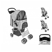 VidaXL Haustier-Buggy Hund/Katze Klappbarer Reisewagen Grau