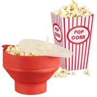 Relaxdays 49 tlg. Popcorn Set, Popcorn Maker Silikon rot,
