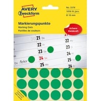 Avery Zweckform Klebepunkte 3376 grün Ø 18,0 mm, 1.056