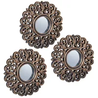 Relaxdays Spiegel 3er Set Barock Kupfer,Schwarz