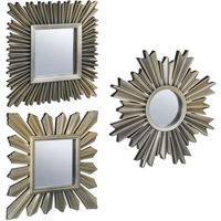 Relaxdays Spiegel 3er Set, dekorativer Sonnenspiegel, 3 Designs, Wohnzimmer,