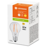 LEDVANCE LED-Lampe, E27 6.5W 827, transparent