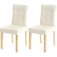 Mendler 2er-Set Esszimmerstuhl HWC-E58, Stuhl Essstühle ~ Kunstleder creme,