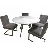 LEONIQUE Esstisch »Coral, rund, Marmortisch«, Runder Tisch, Karrara-Marmor, Edelstahlbeine,