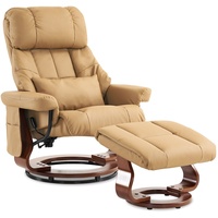MCombo Massagesessel mit Hocker, 360° drehbarer Relaxsessel mit Liegefunktion,