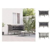 VidaXL Garten-Ecksofas mit Kissen 2 Stk. Grau Poly Rattan