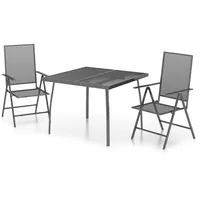 VidaXL 3-tlg. Garten-Essgruppe Anthrazit Stahl
