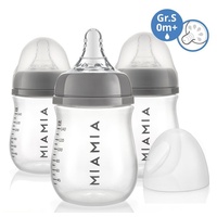 MiaMia PP-Flasche 3er Pack 140 ml + Silikon-Trinksauger Gr.S